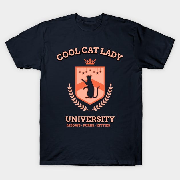 Cool Cat Lady University T-Shirt by Sanworld